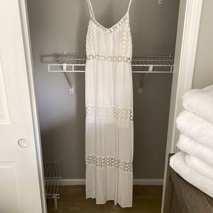 White crochet maxi dress